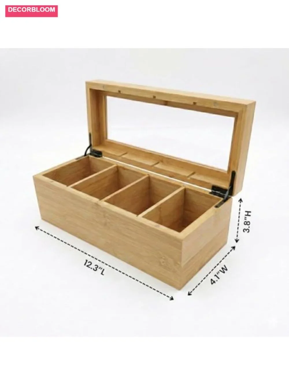 Acacia Wood Tea Bag Organizer - 8 Compartments, Storage Chest for Tea Bags &
